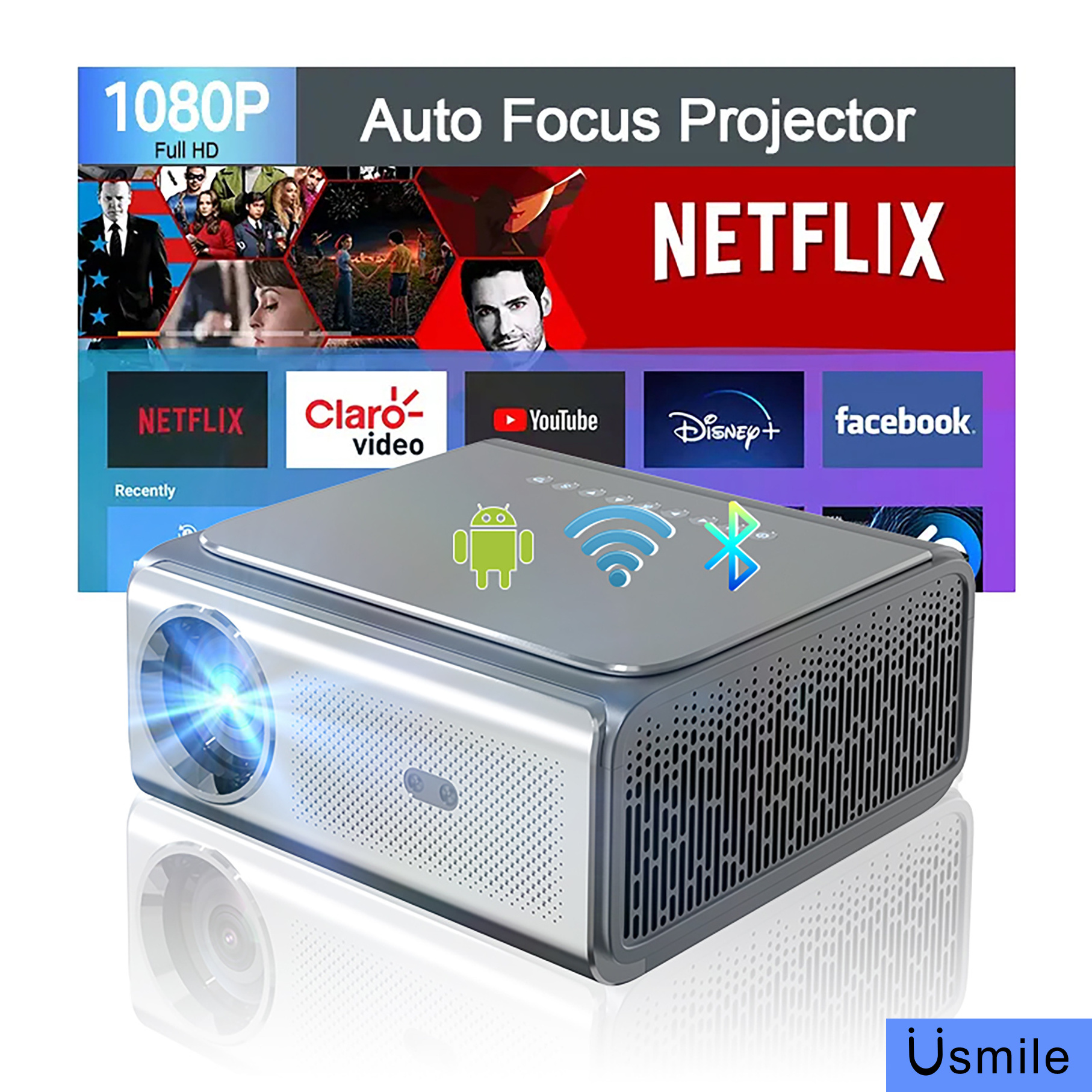 Auto Focus Projector 4K Daylight 600ANSI Native 1080P Portable Home Projector HDMI PS5 Supported By Vsmile