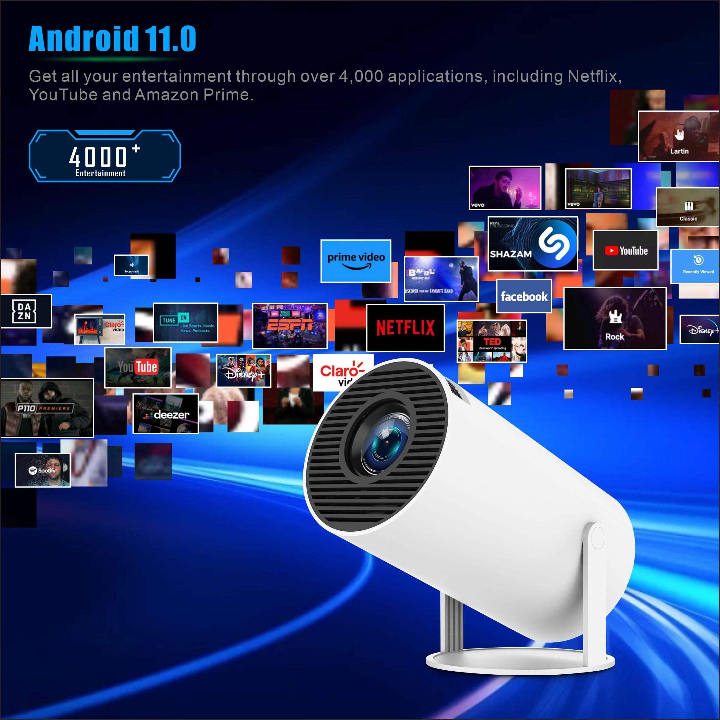 Newest HY300 Full HD Home Theater Video Projector Smart Android Wireless Display From Smartphone Portable Mini 4k Projetor