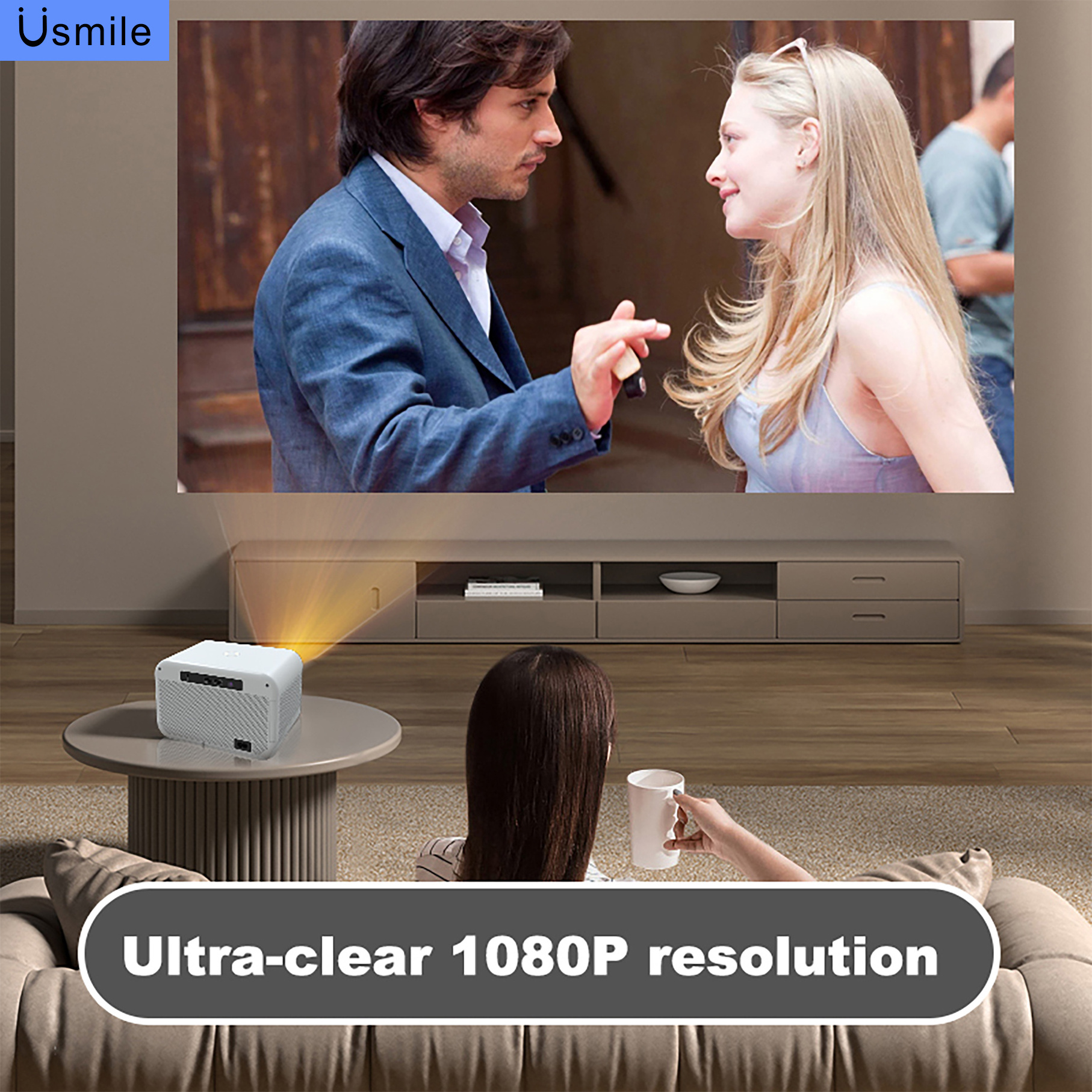 Vsmile V-A11 Cheapest Mini Portable Projector Android 9.0 System HiFi Smart Projector 1080p Full HD 300ANSI Projector