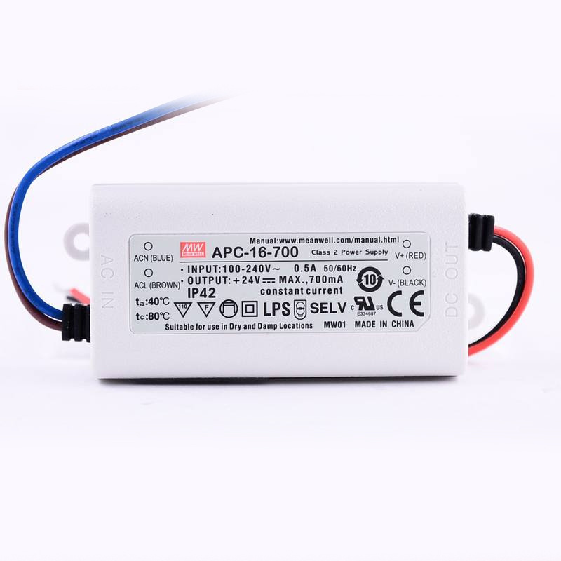 APC-16E-700 led power supply 180-264Vac to 9-24Vdc 700mA 16W class 2 power unit no FG meanwell Power supplier