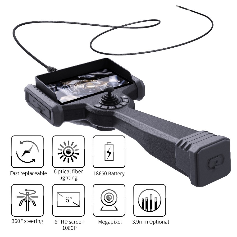 WS-P high resolution borescope camera, articulated engine inspection borescope, inspection tools equipment automotive borescope