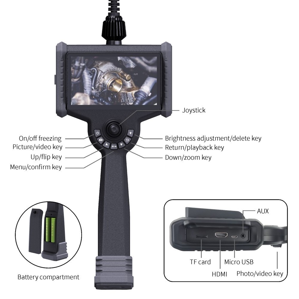 WS-P high resolution borescope camera, articulated engine inspection borescope, inspection tools equipment automotive borescope