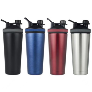 Custom logo stainless steel 100% leak proof protein sport shaker bottle double wall insulated vacuum gym fitness bottle  shaker