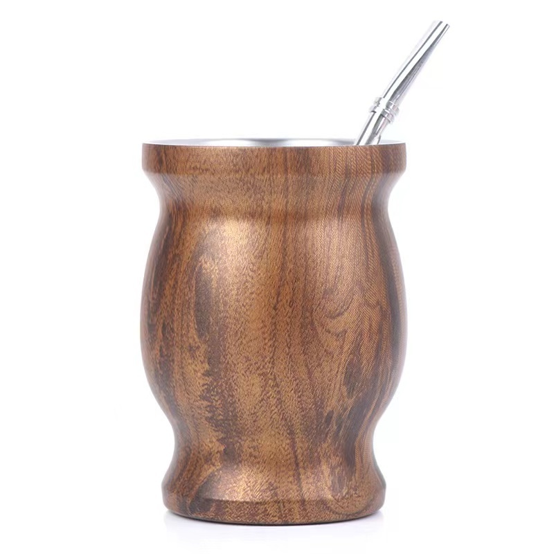 Wholesale Portable Stainless Steel Double wall Yerba Gourd Tea Mate Cup set with Bombilla Straw