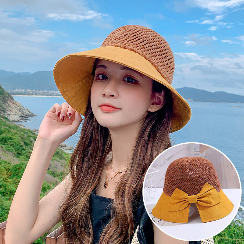 2023 factory newest fedora bow-tie female hats girls sun protection summer sun hat for women