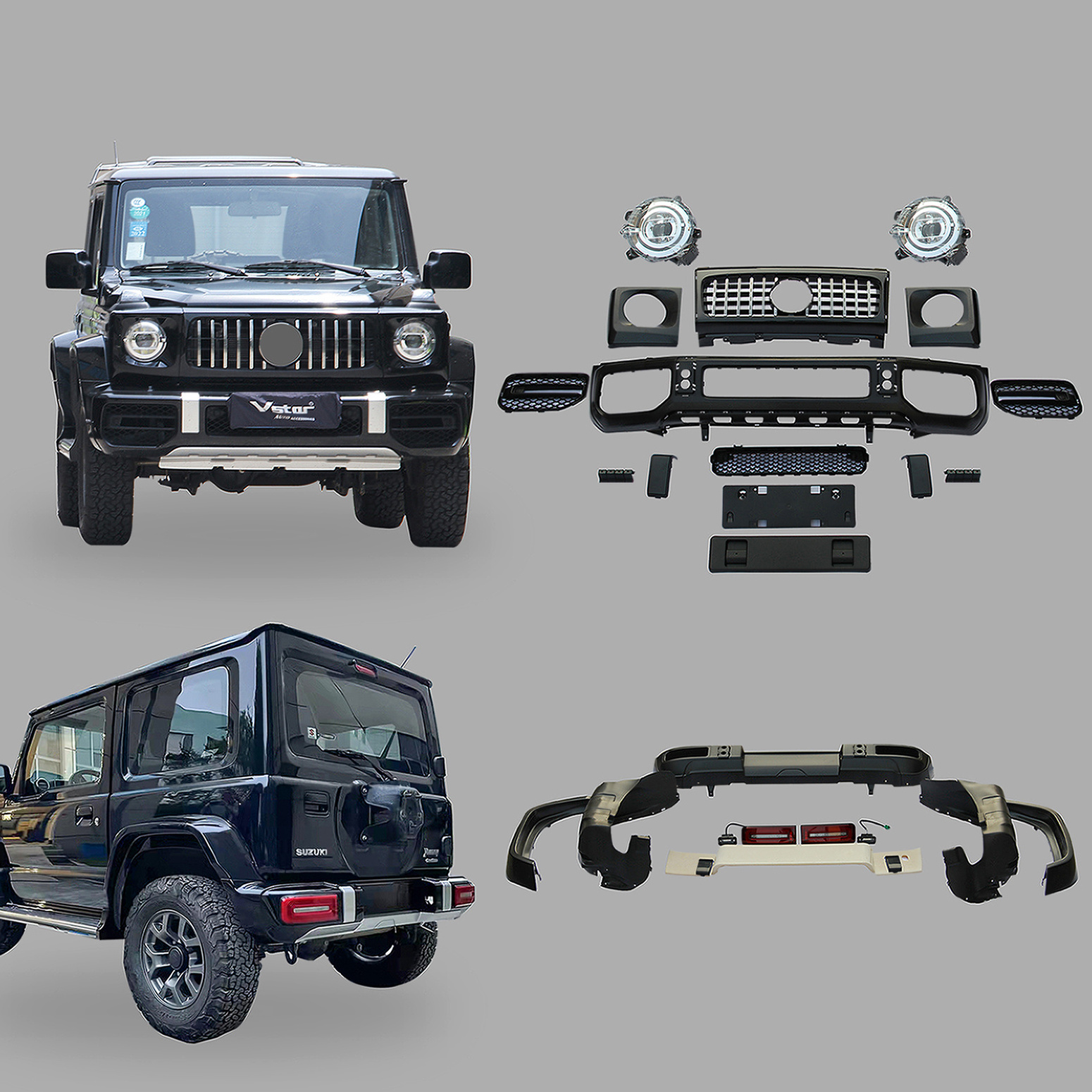 JIMNY To G63 Mini G Car Parts Auto Sport Body kit Full BodyKit Set Upgrade Facelift Modified For SUZUKI JIMNY Grille Bumpers