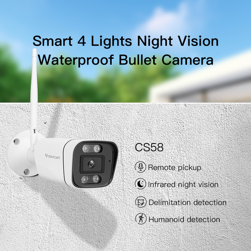 VStarcam CS58 wifi bullet camera 3MP intelligent monitor security camera night vision two way talk outdoor IP camera