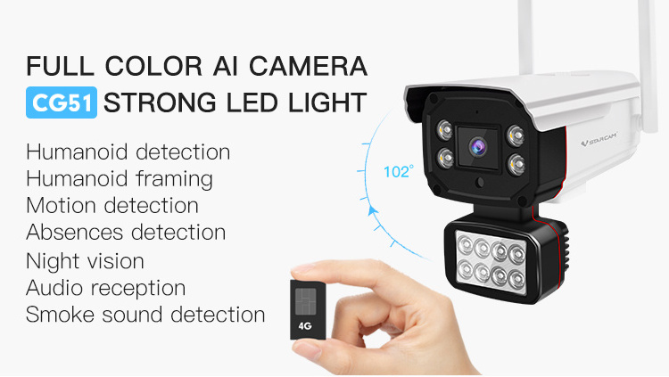 4G Full Color HD camera Waterproof Motion detection Security camera Support up to 3 Megapixels ip  camera with Strong LED lights