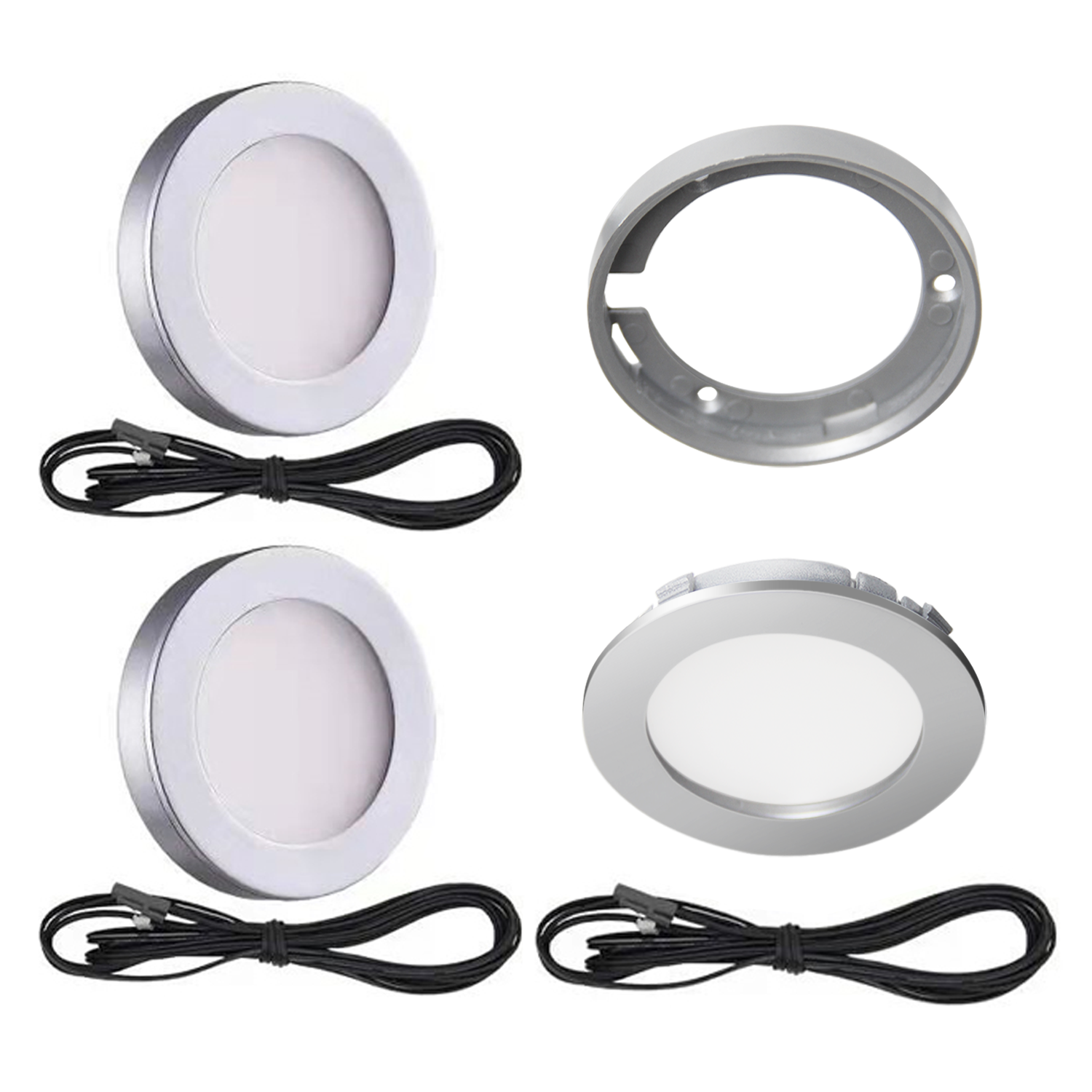 6 Pack White 4000K Under Cabinet Lighting 12V 2W ETL Listed Wiring Closet Puck Light for Kitchen Showcase Display