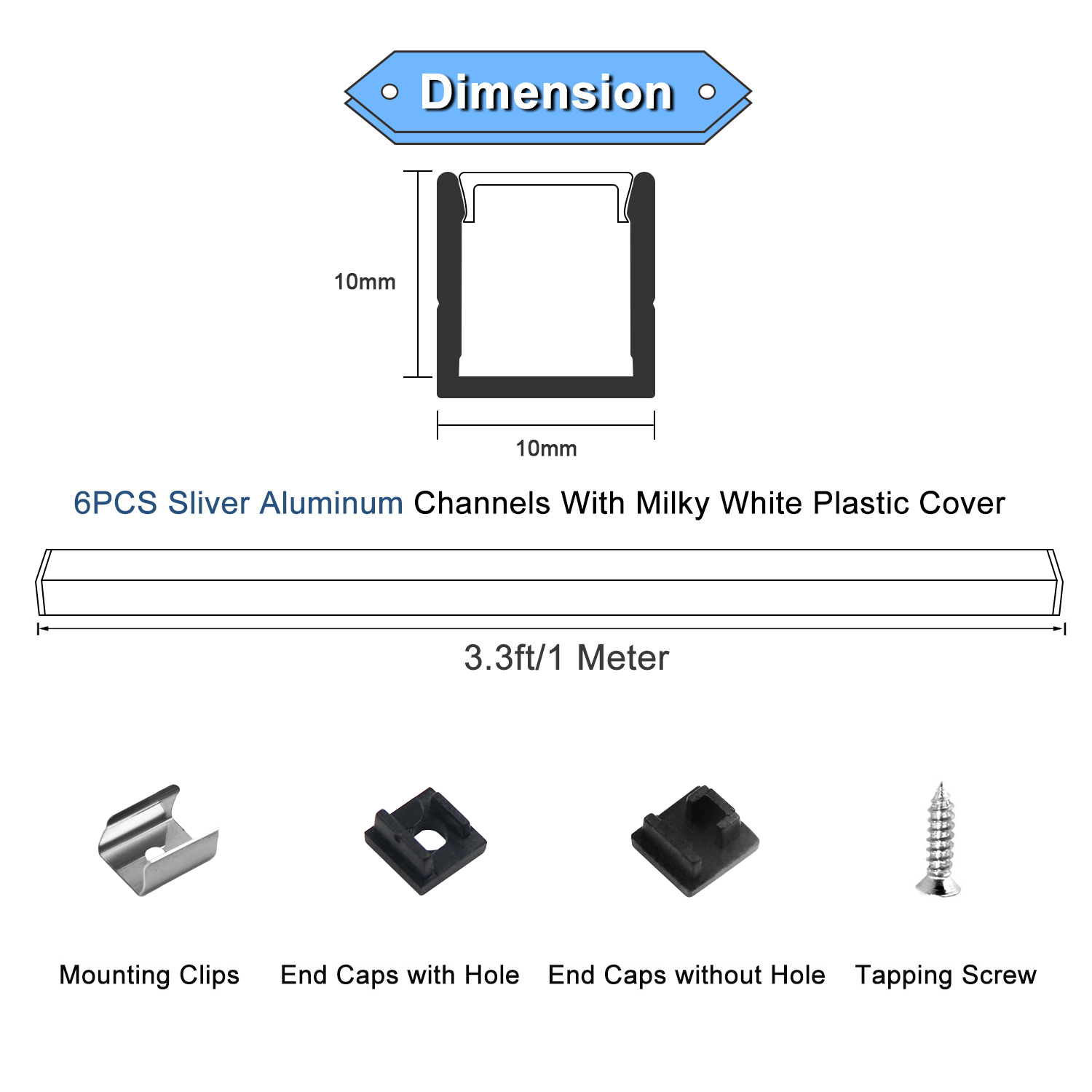 10 x 10mm LED aluminium profile light recessed mount led cabinet anodized aluminium extrusion light