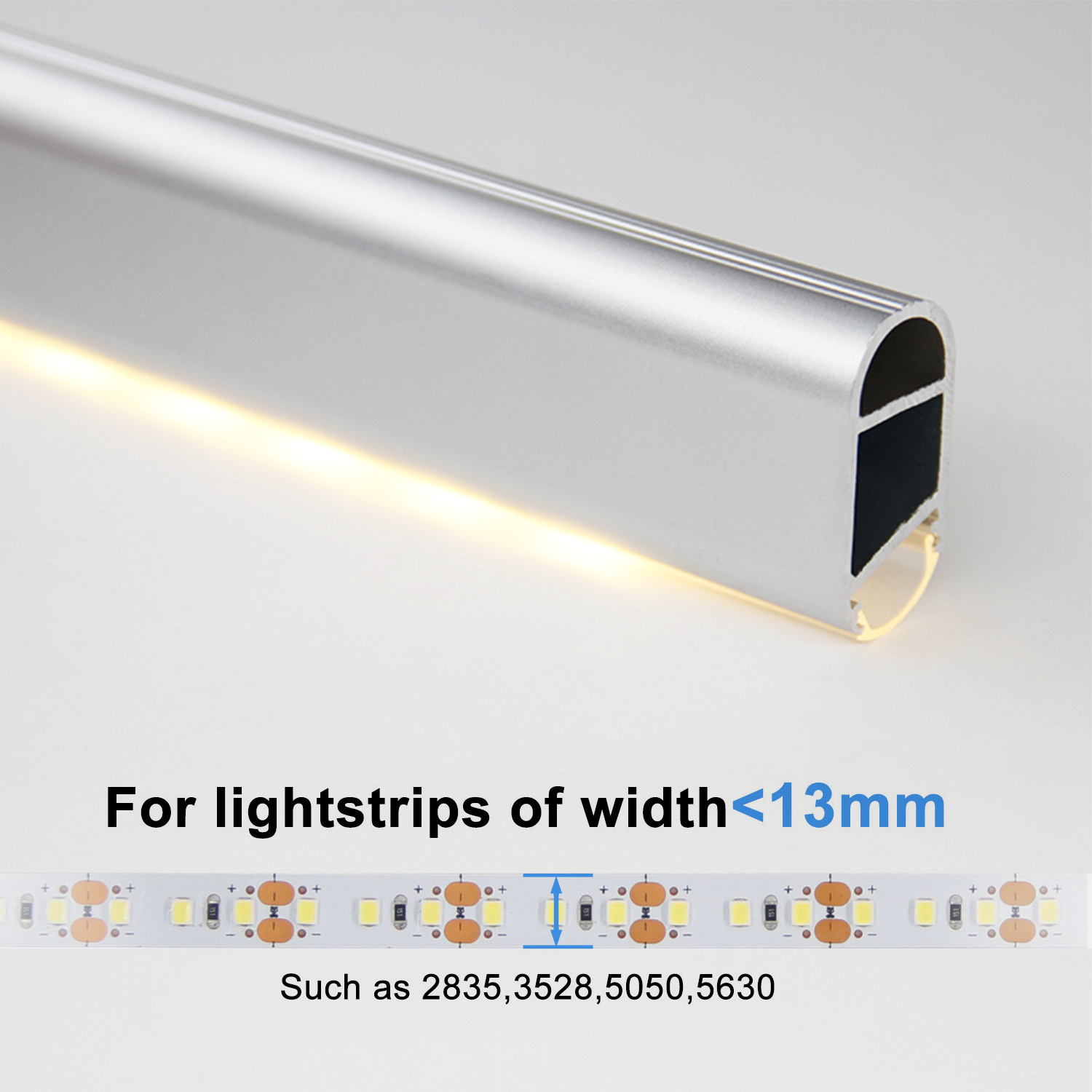 Factory Aluminum Wardrobe Hanging Rail Closet Rod Wardrobe Tube  For LED Linear Light Bar Under Cabinet  Lighting