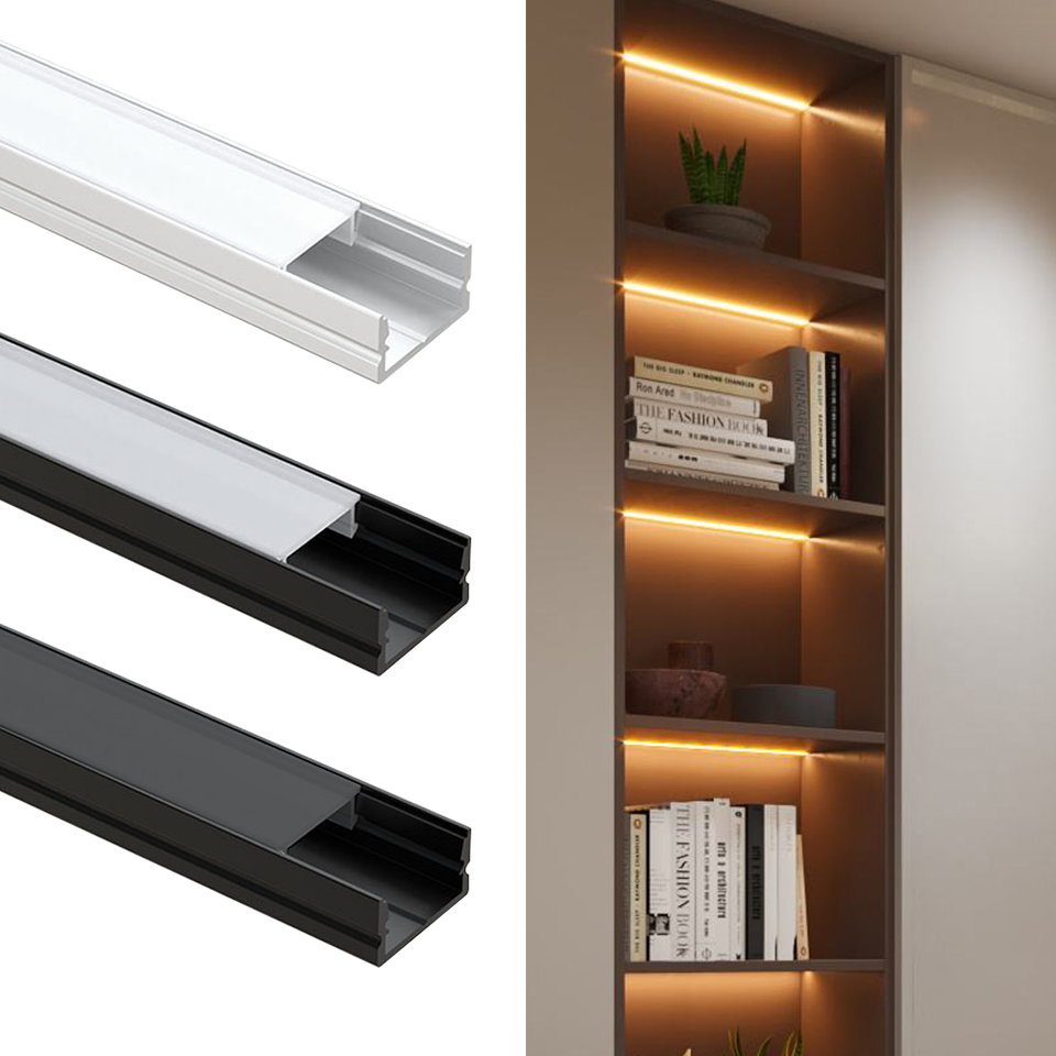 Angle Stainless Led Profile Aluminium Led Strip Light For display glass wardrobe 3030 black 20mm 3m 12mm