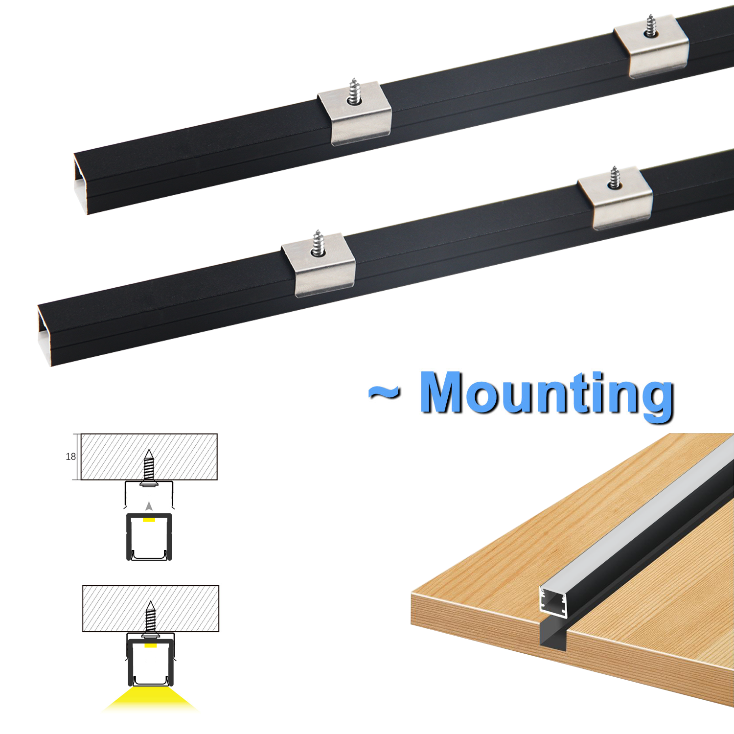 10 x 10mm LED aluminium profile light recessed mount led cabinet anodized aluminium extrusion light