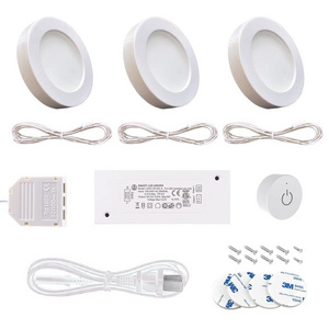 6 Pack White 4000K Under Cabinet Lighting 12V 2W ETL Listed Wiring Closet Puck Light for Kitchen Showcase Display