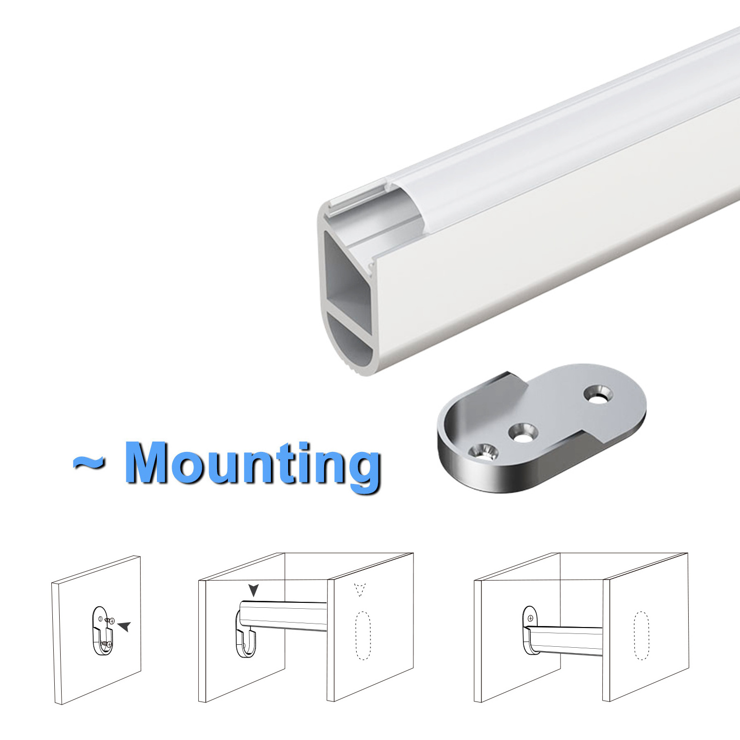 Factory Aluminum Wardrobe Hanging Rail Closet Rod Wardrobe Tube  For LED Linear Light Bar Under Cabinet  Lighting