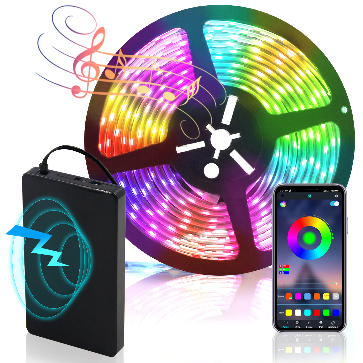 Holiday Light Kits LED RGB Strip Light APP Music Sync Voice Remote Controlled Flexible Waterproof Copper 80 IP65 Light Strings