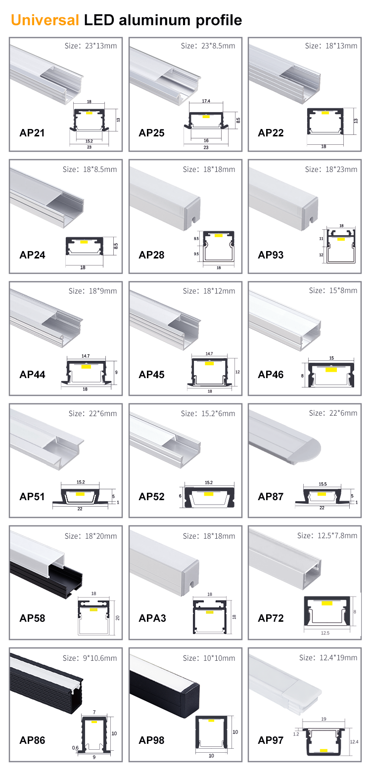 VST Super Quality Thin U Shape Recessed Profile Extruded Black Industrial Led Aluminum Profile