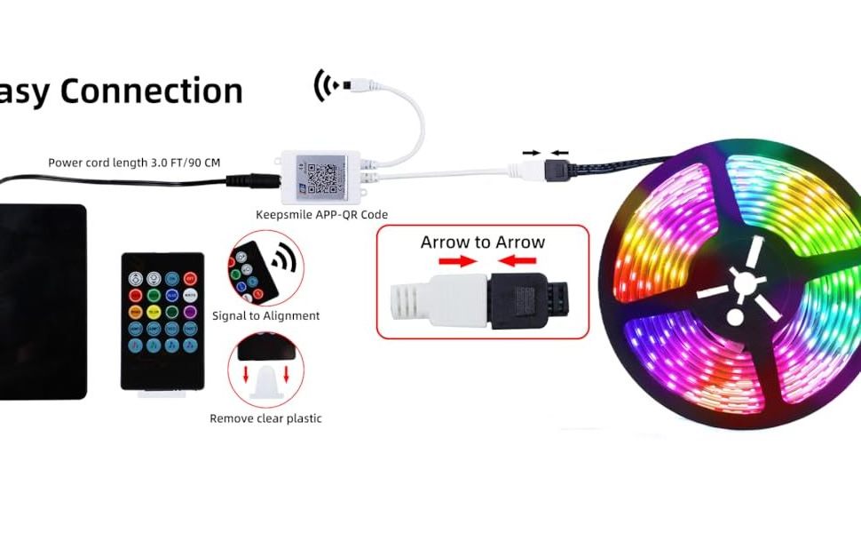 RGB LED Strip Lights IP65 LED Tape Light Sync Color Changing Strip Lights App Control RGB Strip with Rechargeable Power Bank