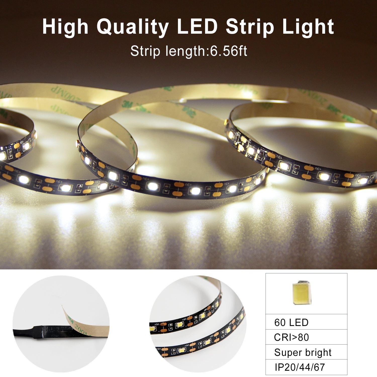 Adhesive Lamp LED Battery Activated Sensor Smart LED Light Strip USB Rechargeable Bedroom Kitchen Closet Under Cabinet Lights