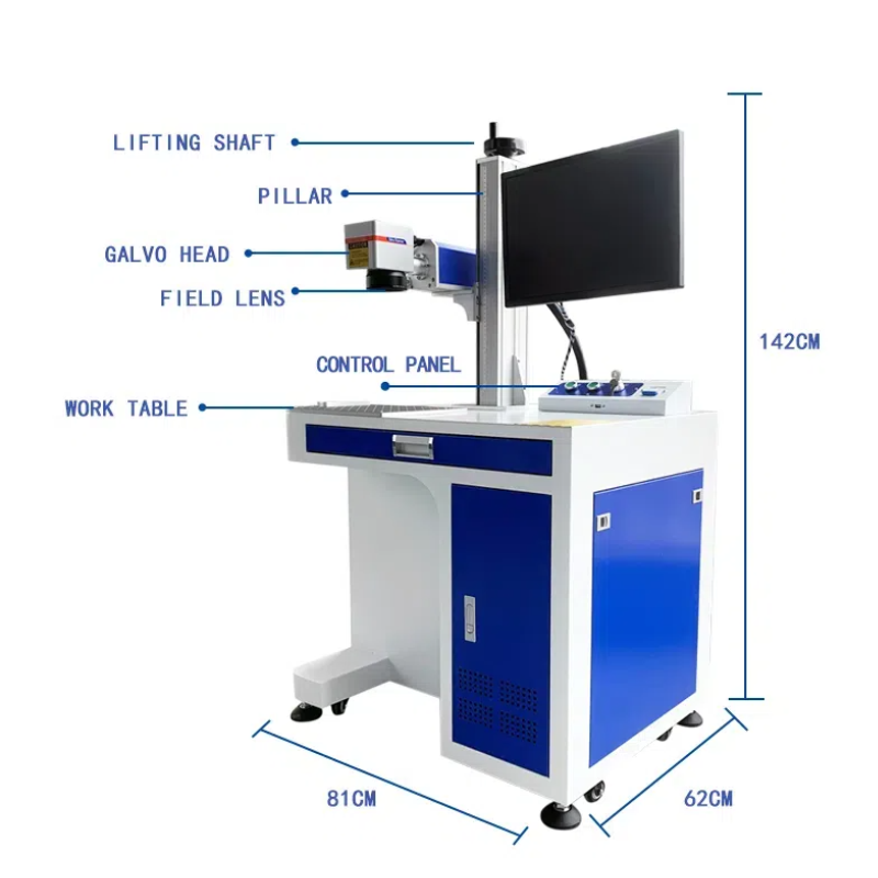 Desktop Raycus 50w fiber laser marking machine for engraving metal bank credit cards