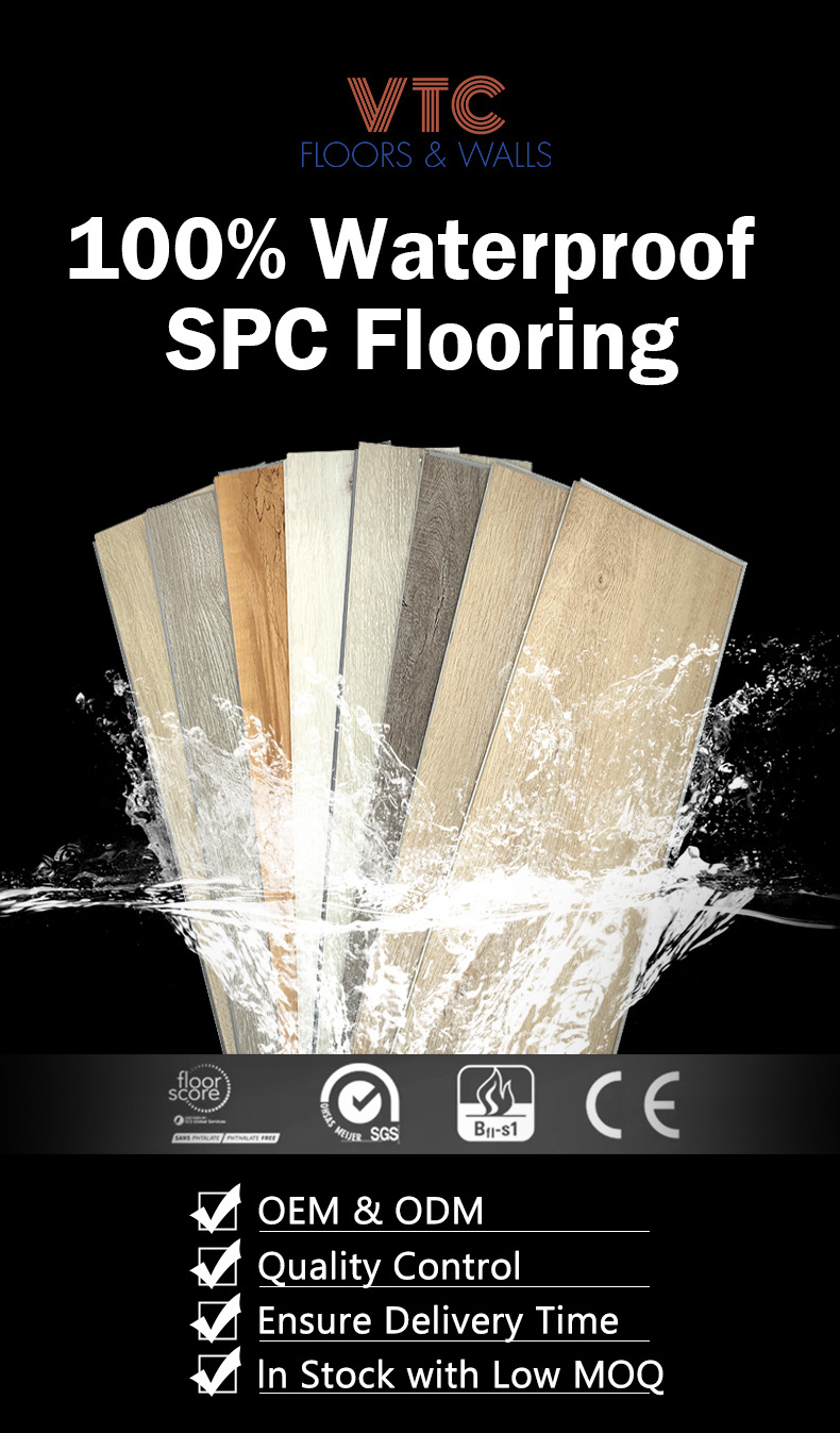 Rigid Waterproof Luxury vinyl plank 4mm/5mm/6mm/7mm Click Lock Wooden Herringbone Tiles Plastic Plank Vinyl Spc Flooring