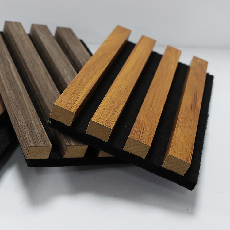 Decorative Nature Oak Wooden Slat Veneer Mdf Soundproof Black Felt Acoustic Wood Wall Panel