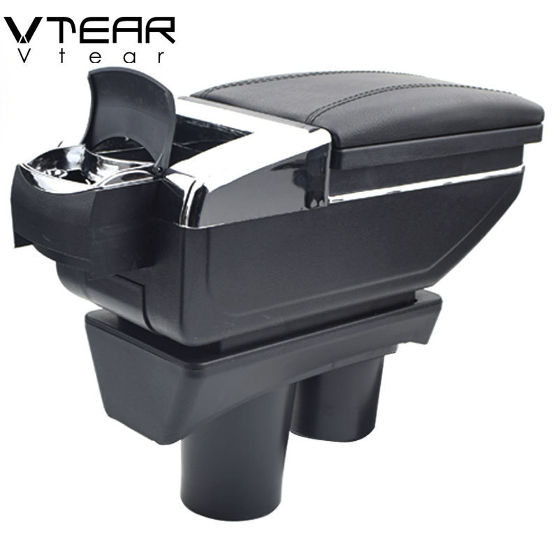 Vtear For Peugeot 301 armrest central Store content Storage box with cup holder ashtray accessories 2012-2016