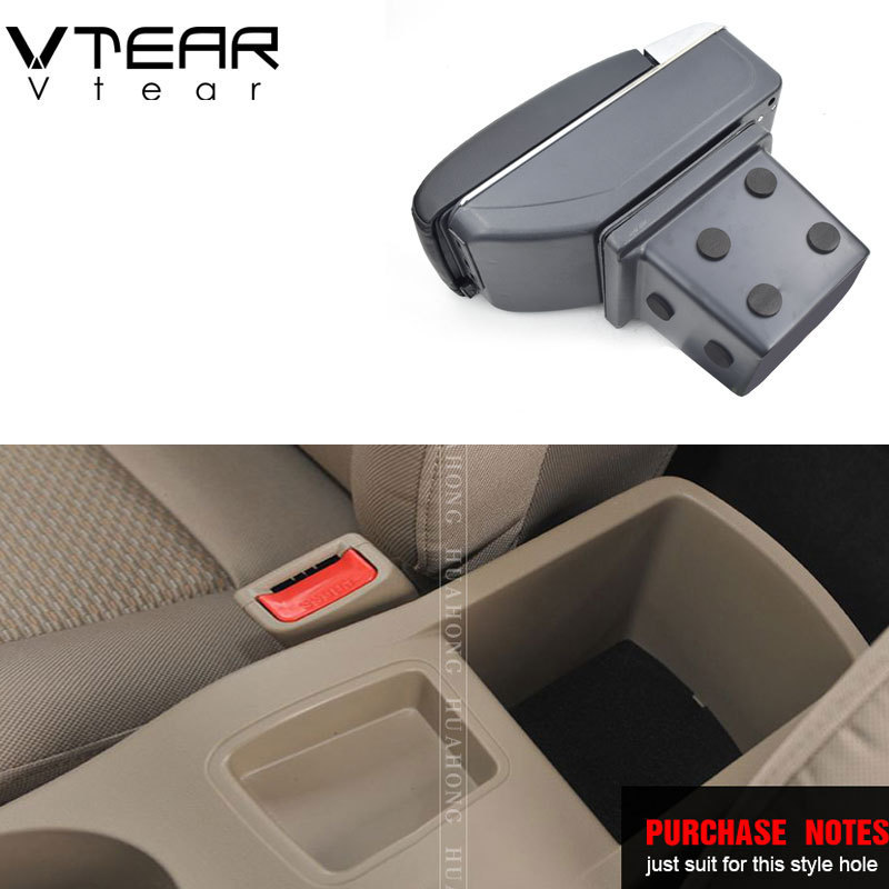 Vtear For hyundai elantra armrest leather USB interface storage box red thread car-styling interior ABS arm rest accessories