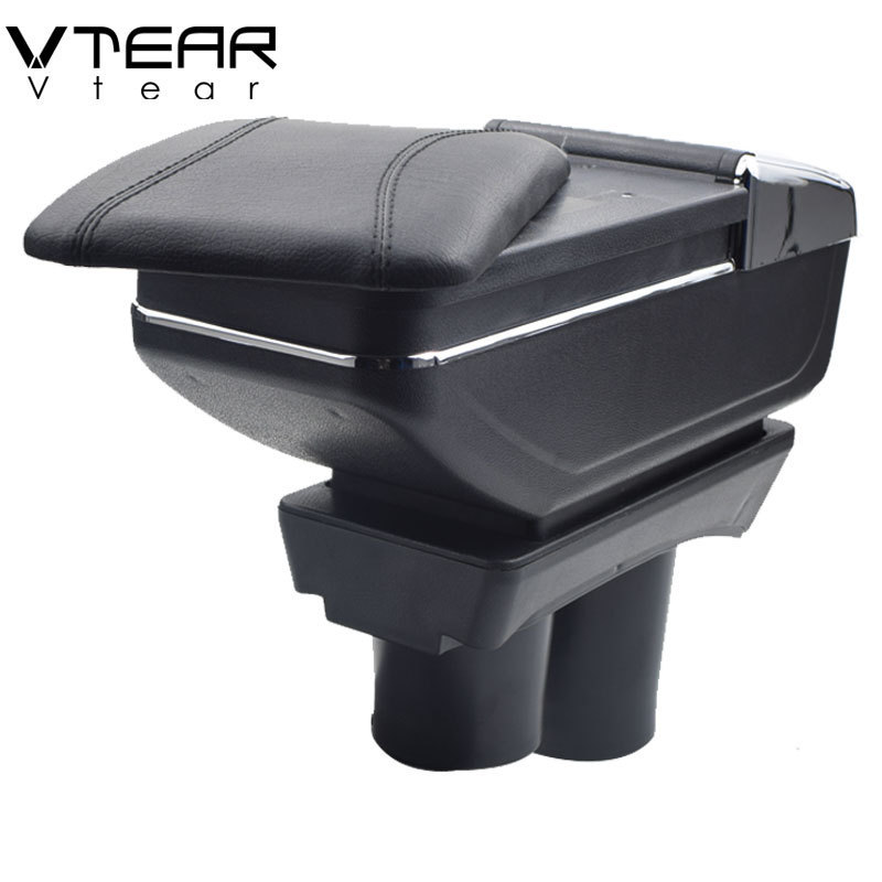 Vtear For Peugeot 301 armrest central Store content Storage box with cup holder ashtray accessories 2012-2016