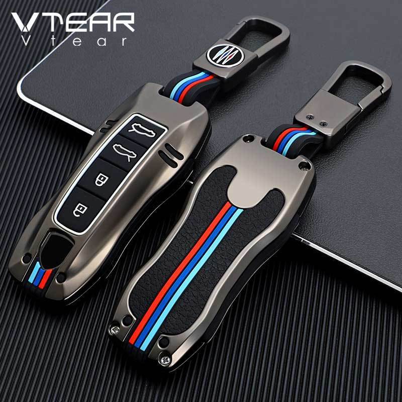 Vtear Car Key Case Cover 3/4 Buttons Remote Key Chain Protective Shell Bag for Porsche Taycan/panamera/macan 992 911 Exhaust /