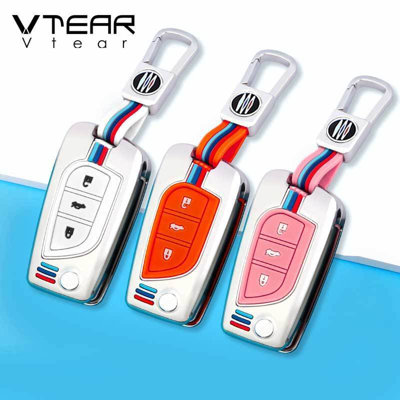 Vtear Car Key Case Cover Keychain Remote Control Key Bag For Toyota YARiS/Camry/C-HR/Harrier/Wildlander/Highlander/VENZA/SIENNA/