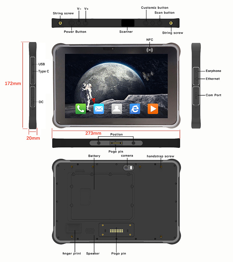 10.0 Tablet Nfc Rugged Waterproof Ip67 Tablet B2B 6000Mah Large Battery Tablet Pc