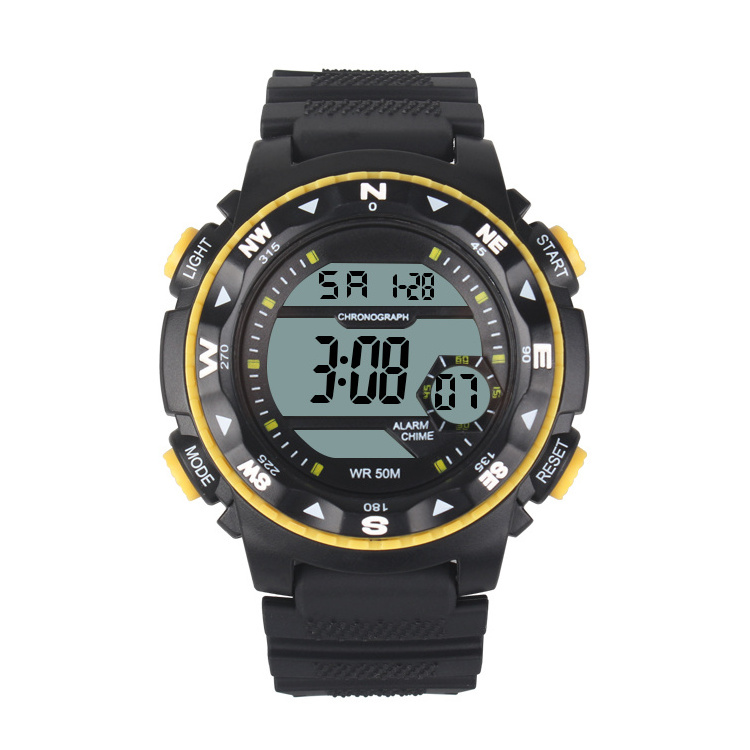 Custom water proof digital stopwatch LCD display movement chronograph sport digital watch for teen boys