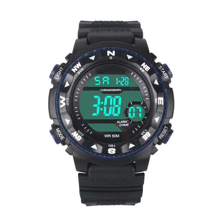 Custom water proof digital stopwatch LCD display movement chronograph sport digital watch for teen boys