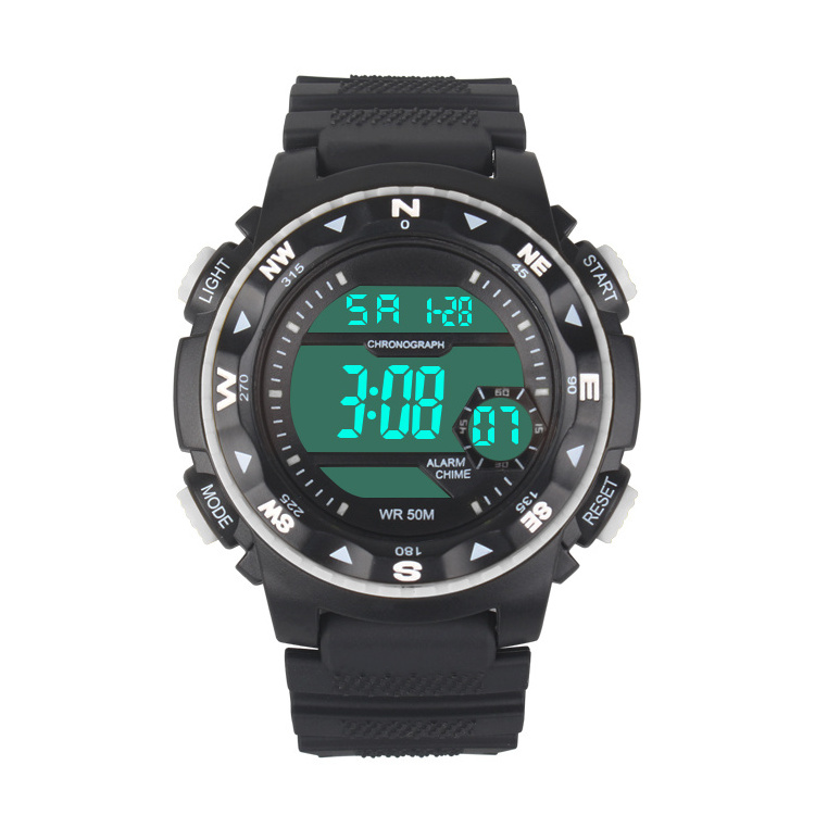 Custom water proof digital stopwatch LCD display movement chronograph sport digital watch for teen boys