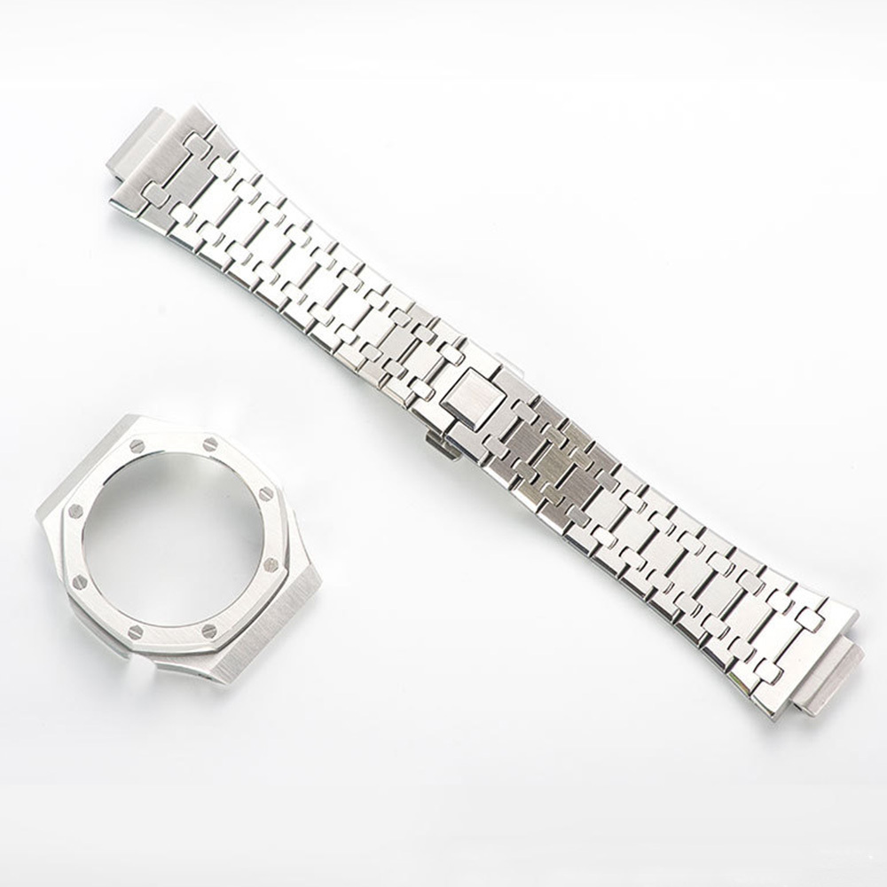 Stainless Steel Watch Case Part Replacement Metal Watchband Mod Kit for GA-2100 GA-2110 Series