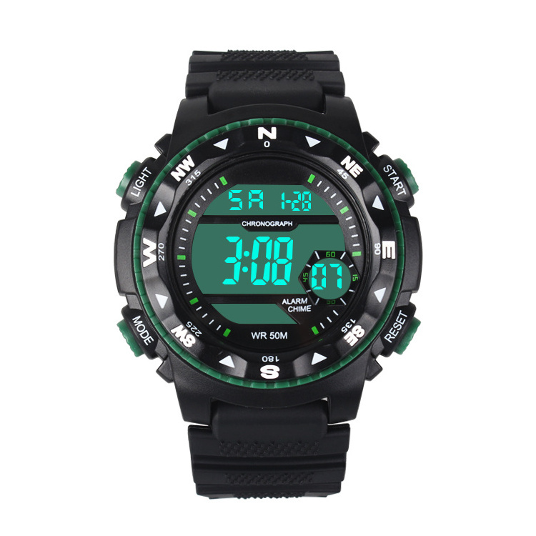 Custom water proof digital stopwatch LCD display movement chronograph sport digital watch for teen boys