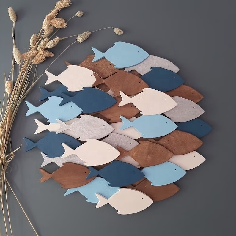 Fish wooden wall art set modern style fish wall decoration family gift  home decoration.