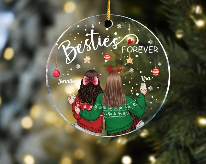 My Best Friend - Personalized Acrylic Snow Globe Ornament - Christmas gift for friends and loved ones