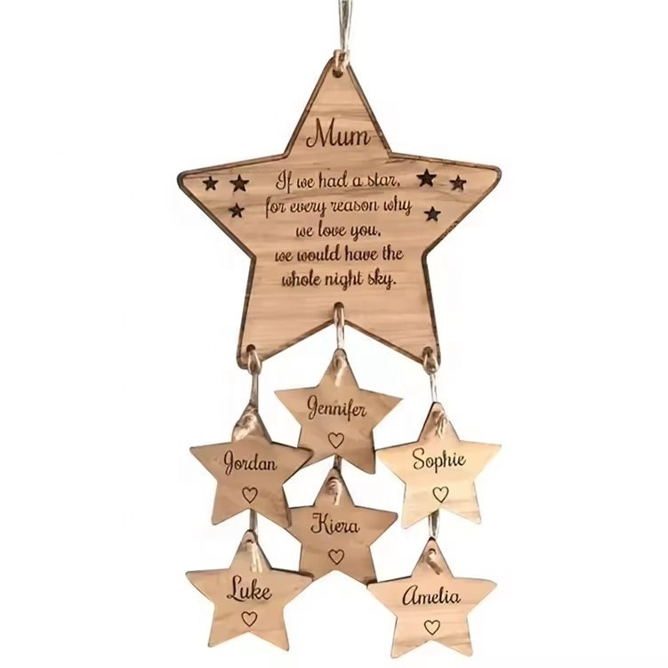 star string door hanging signs, wooden signs for wall decoration, bedroom door, handmade string hangings with modern design.