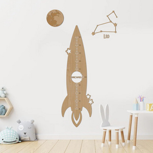 Rocket growth chart - personalized wooden height chart, space nursery decoration