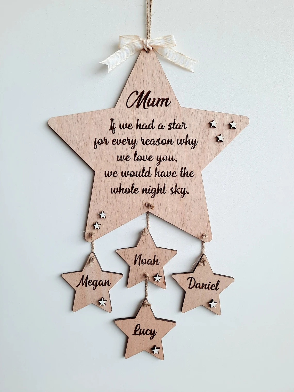 star string door hanging signs, wooden signs for wall decoration, bedroom door, handmade string hangings with modern design.