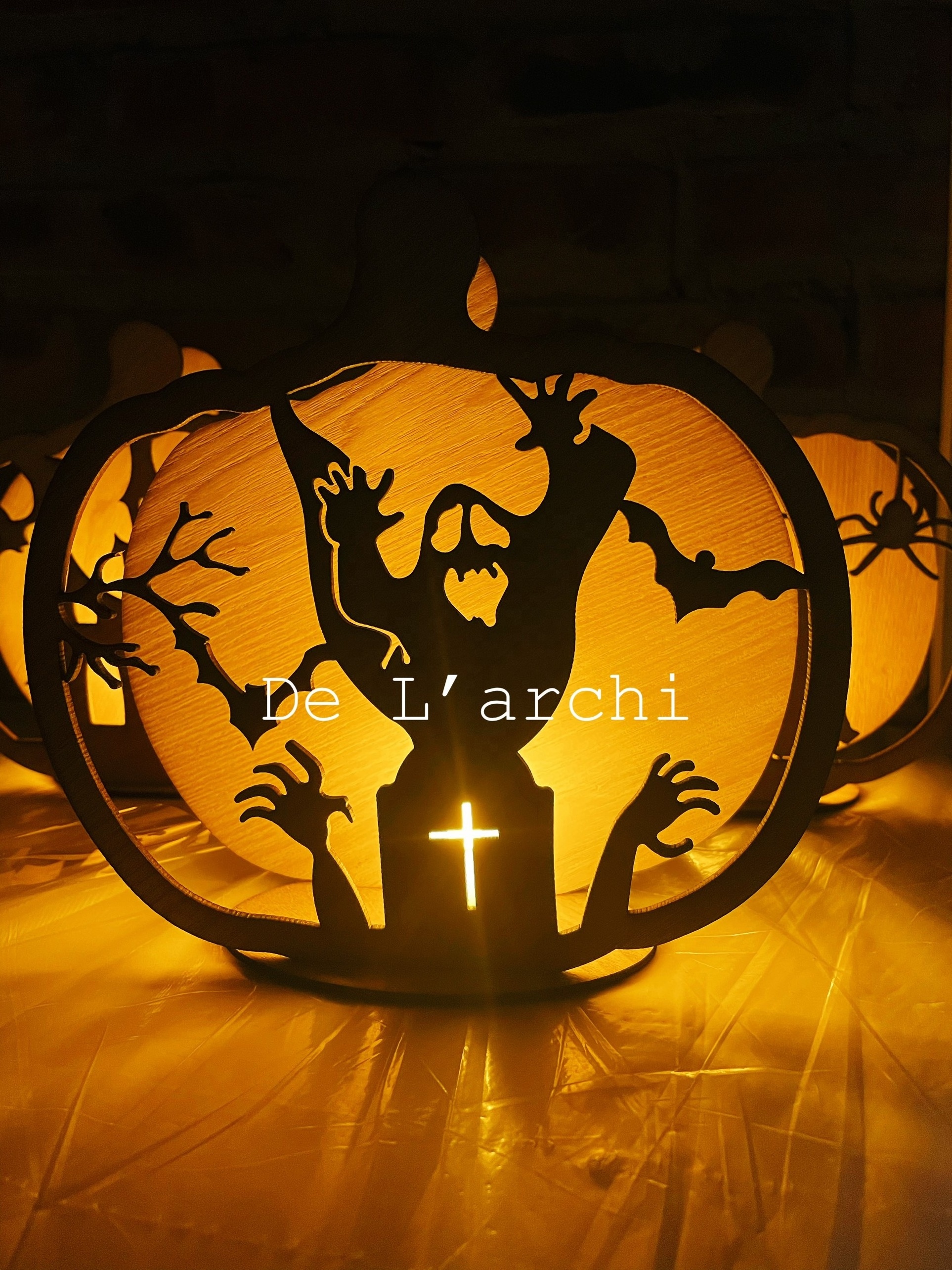 2023 Halloween Party Lighting Pendant Wood Led Pumpkin Decoration DIY Halloween Decoration wood led light