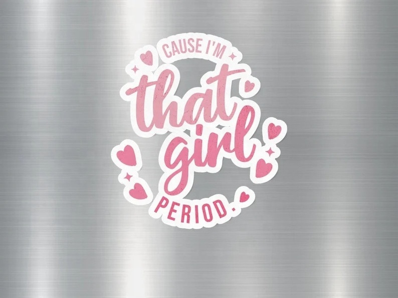 That girl stickers, cute letter stickers, decorative decals.