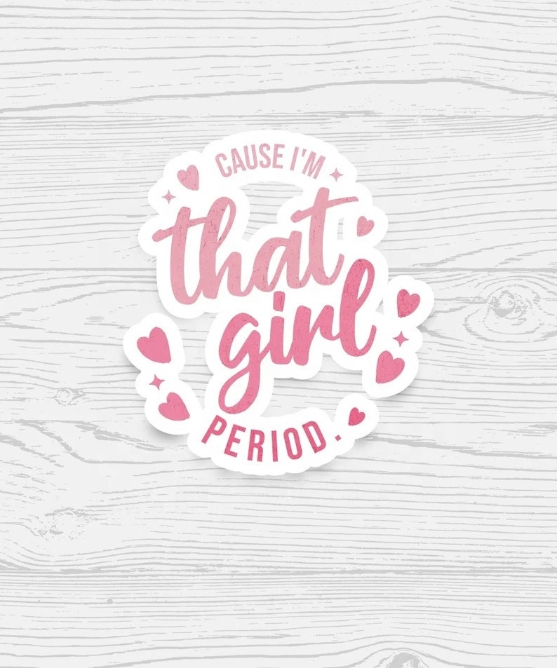 That girl stickers, cute letter stickers, decorative decals.