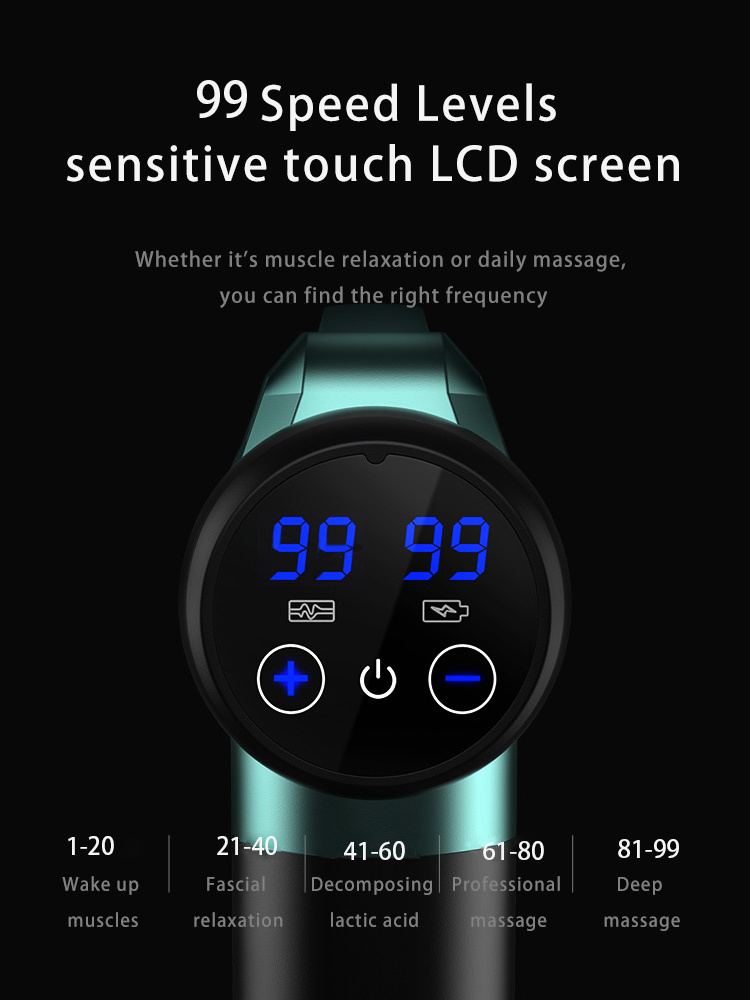 Deep Tissue Vibration Masage Gun 99 Speed Percussion LED Touch Screen Rechargeable Type-C Body Massage Fascia Gun Made Durable A