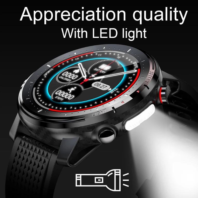 L15 Smart Watch Men 1.3inch Round Retina Display Music Control Camera Flashlight IP68 Waterproof Smartwatch Wristwatch Color