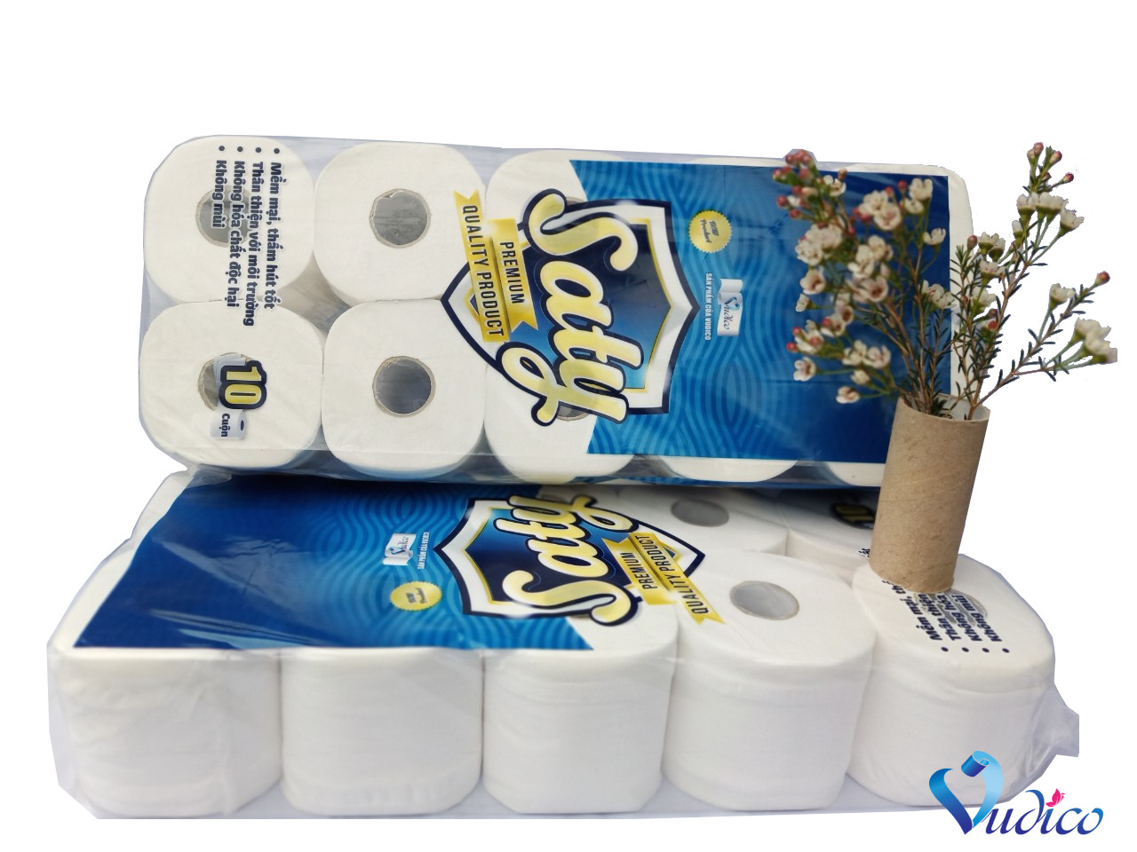 Wholesale 3 ply eco friendly water dissolving toilet paper, toilet paper bathroom tissue rolls Made in Vietnam