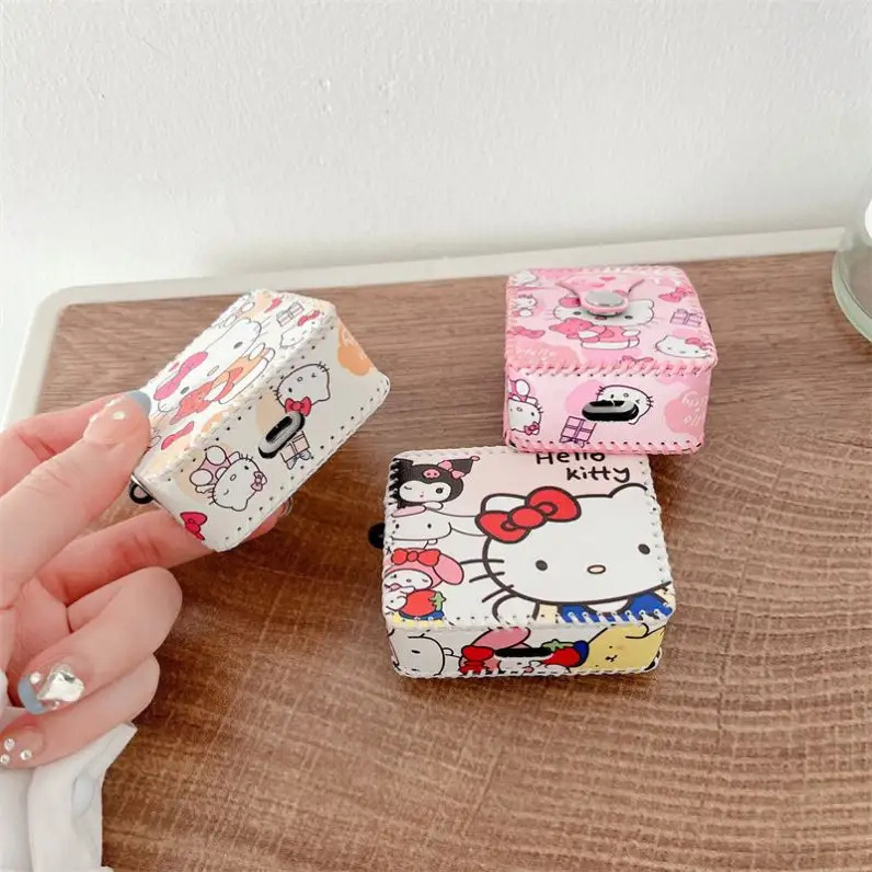 Cute Design Cartoon Kitty Headphone Waterproof Case for Airpods 1 2 3D leather Cover for Apple Airpod Promotional Wholesale