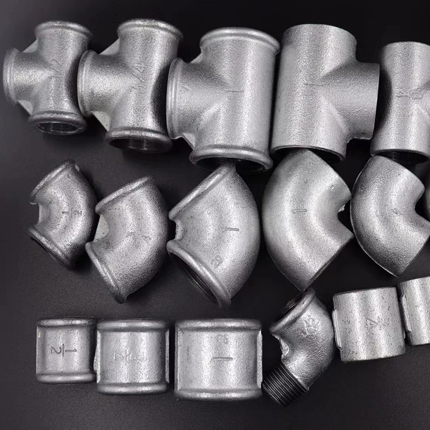 Factory supply Custom Tee Threaded Plumbing Accessories 3 Way Elbow malleable iron pipe fittings